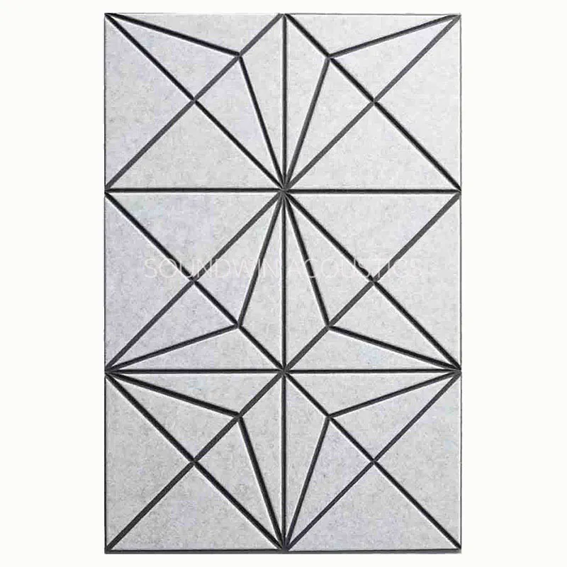 12mm Thick Two‑Color Carved Polyester Fiber Acoustic Panel Interior Decor Soundproof Wall Panel:SWPT-DUCA011