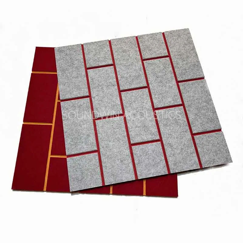 Dual‑Color 3D Carved Polyester Fiber Acoustic Panel Sound Insulation Wall Panel for Commercial Interior Decoration:SWPT-DUCA006