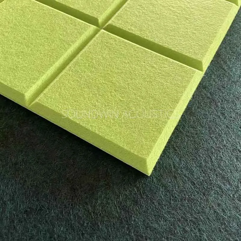 Duplex Color Polyester Fiber Acoustic Wall Panel Engraved Design Sound Absorbing Board for Home & Commercial Use:SWPT-DUCA012