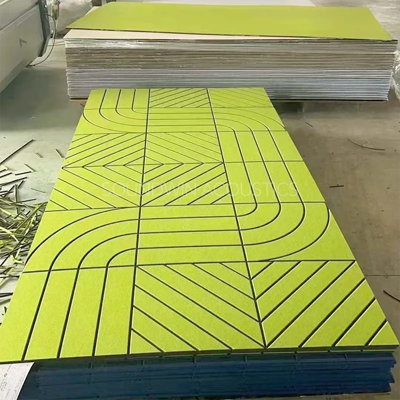 Duplex Pattern Carved Polyester Fiber Sound Absorbing Panel Decor Acoustic Wall Cladding for Hotel Lobby:SWPT-DUCA009