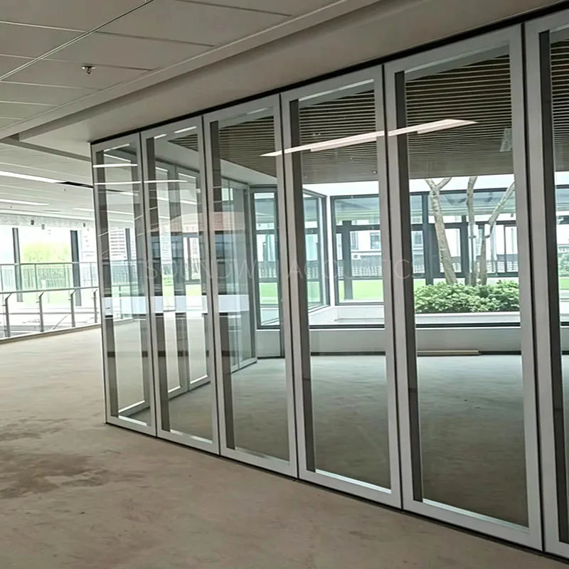 Aluminum‑Framed Glass Soundproof Movable Partition Wall, 65/80 Type Sliding Rotatable Glass Divider:SWFG-001