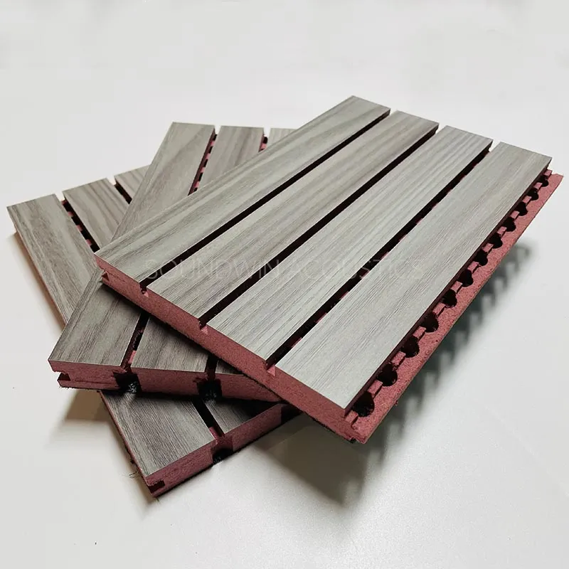 MDF Grooved Wood Acoustic Panel High‑Density Sound Absorbing Wooden Wall Panel For Auditorium Interior Noise Reduction:SWGW-002